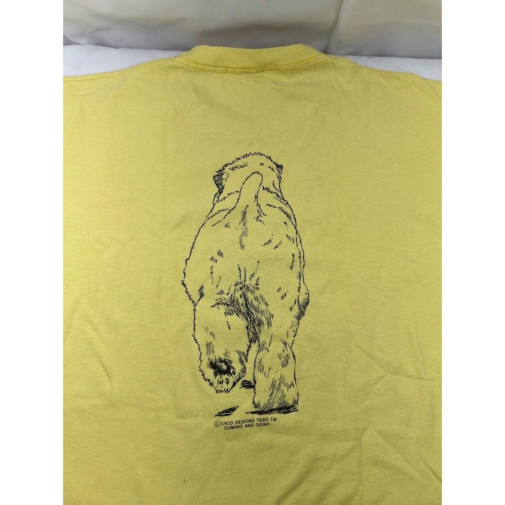 Vtg Fruit Of The Loom Mens Sz XL Yellow T-shirt Lyco 90S Single Stitch Come & Go